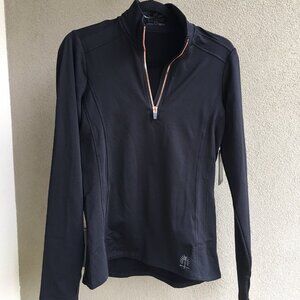 NWT SNOW ANGEL 1/4 zip long sleeve black pullover w/ silver zipper - Size Small